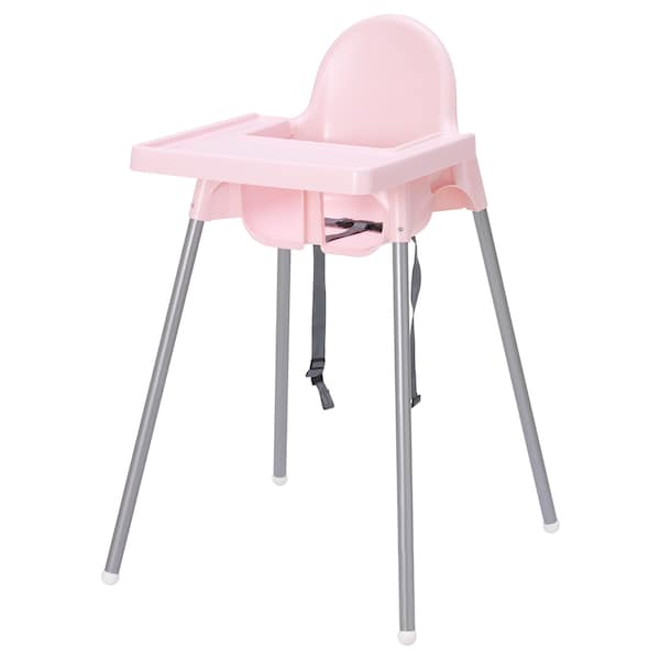 ANTILOP Highchair with tray, pink