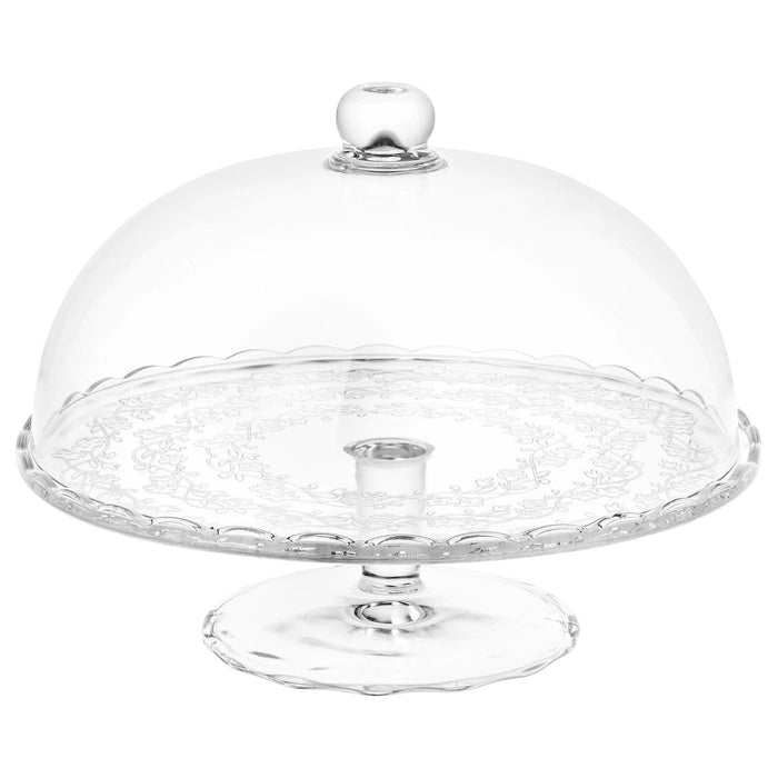 ARV BROLLOP Serving stand with lid, clear glass 29 cm