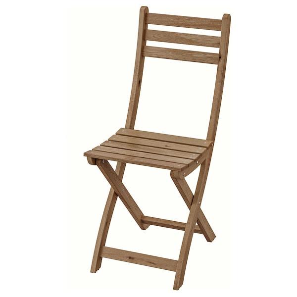 ASKHOLMEN Chair, outdoor, foldable light brown stained