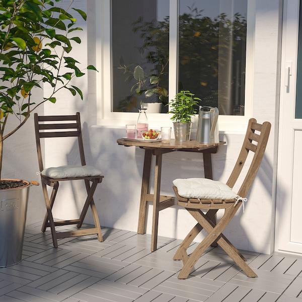 ASKHOLMEN Chair, outdoor, foldable light brown stained