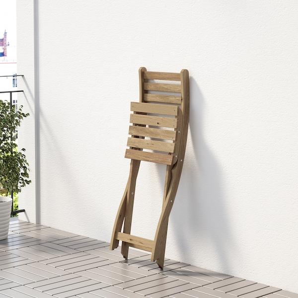 ASKHOLMEN Chair, outdoor, foldable light brown stained