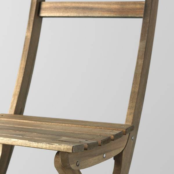 ASKHOLMEN Chair, outdoor, foldable light brown stained