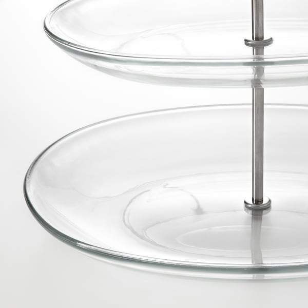 KVITTERA serving stand 3 tiers clear glass/stainless steel