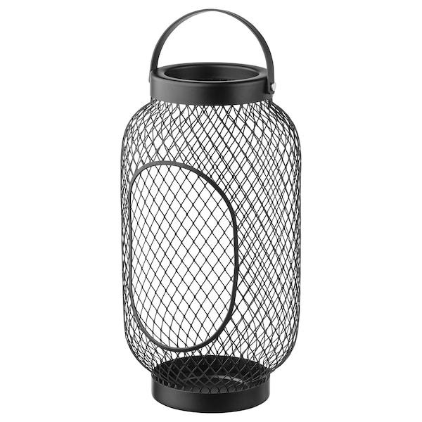 TOPPIG Lantern for block candle, black 36 cm