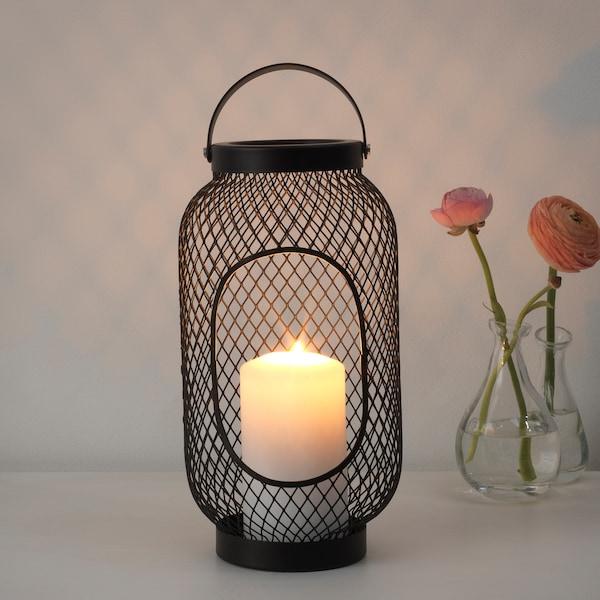 TOPPIG Lantern for block candle, black 36 cm