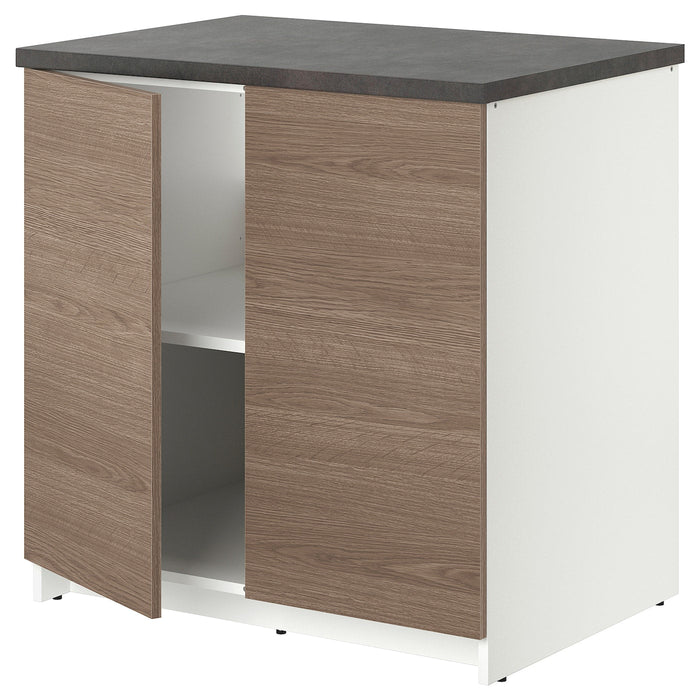 KNOXHULT Base cabinet with doors, wood effect/grey, 80x85 cm