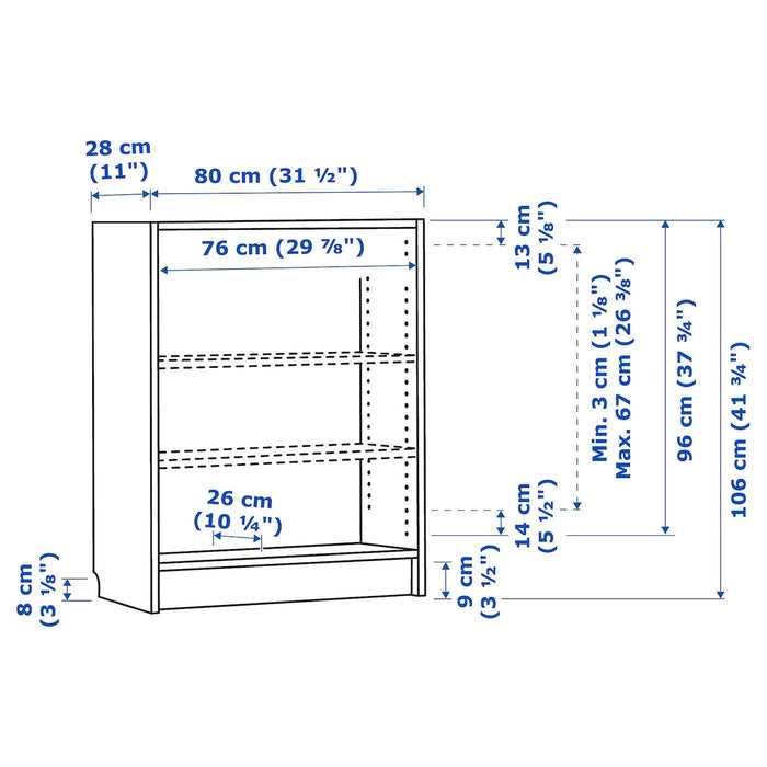 BILLY Bookcase, white 80x28x106 cm