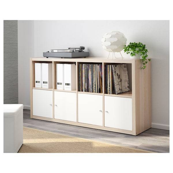 KALLAX Shelving unit, white stained oak effect, 77x147 cm