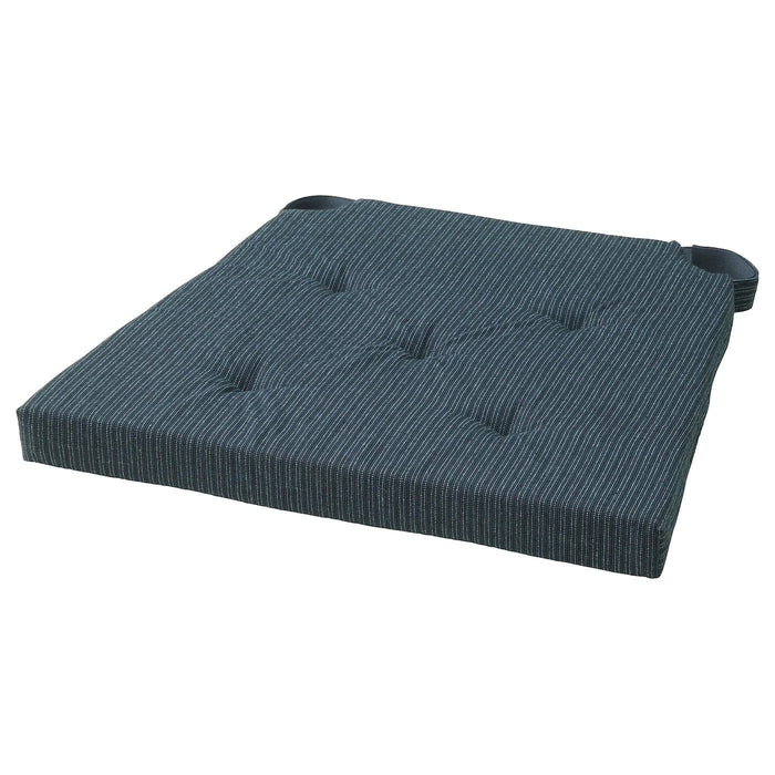 JUSTINA Chair pad, dark blue/striped 42/35x40x4 cm