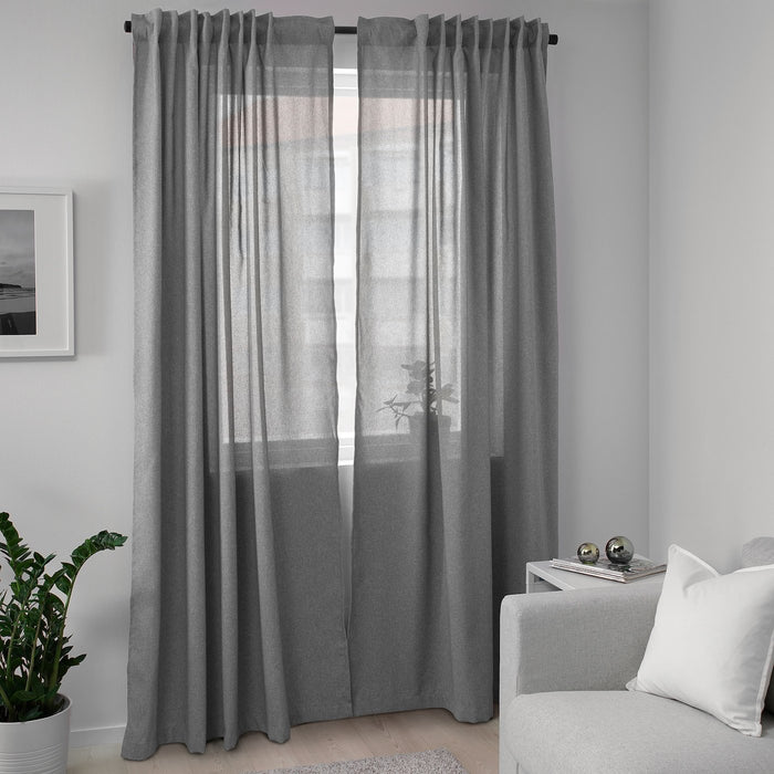 HANNALENA Room darkening curtains, 1 pair, grey 145x250 cm