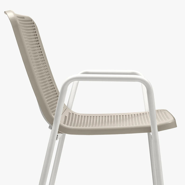 TORPARO Chair with armrests, in/outdoor, white/beige