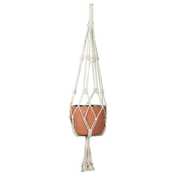 BOTANISK Plant pot hanger, beige handmade