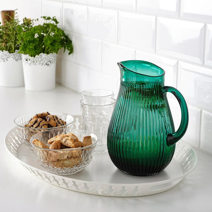 SALLSKAPLIG Jug, patterned/green, 2 l