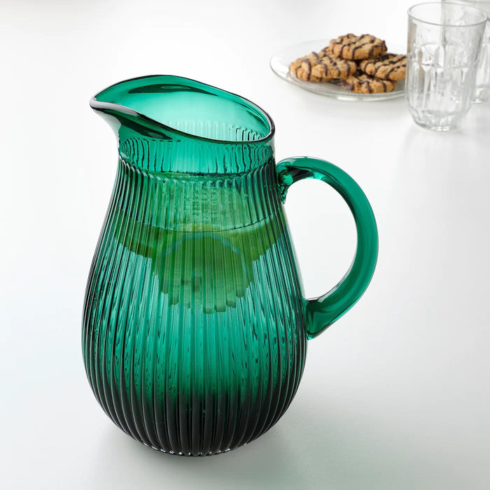 SALLSKAPLIG Jug, patterned/green, 2 l