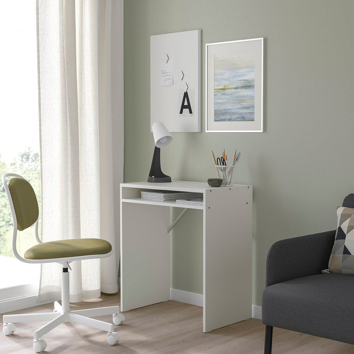 TORALD Desk with shelf unit, white 65x40 cm