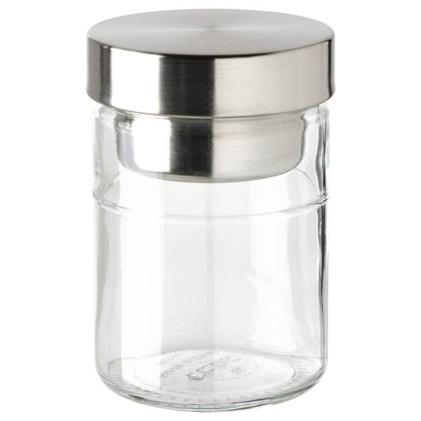 DAGKLAR jar with insert, clear glass/stainless steel