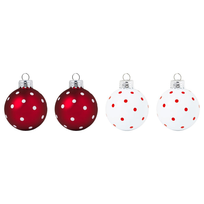 VINTER 2021 Decoration, bauble, glass white/red 5 cm