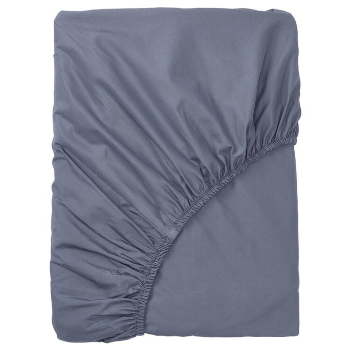 SOMNTUTA Fitted sheet, blue-grey, 150x200 cm