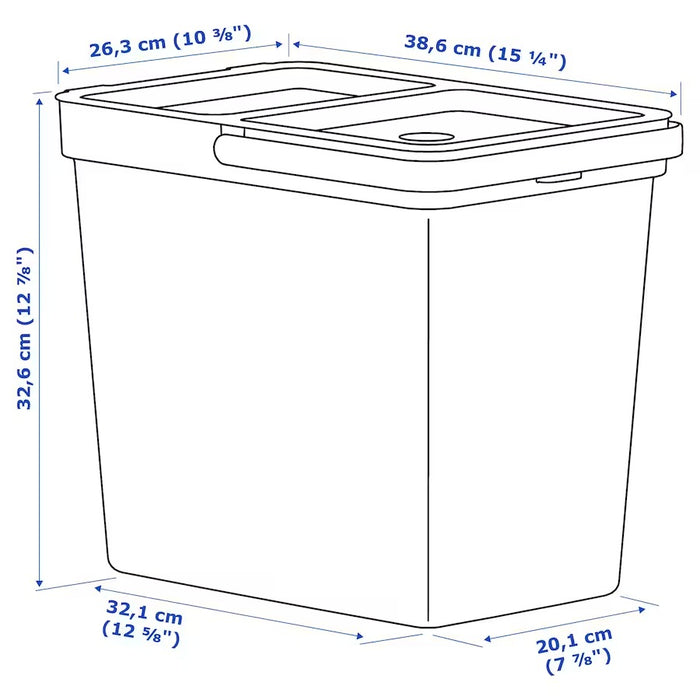 HALLBAR Bin with lid, light grey, 22 l