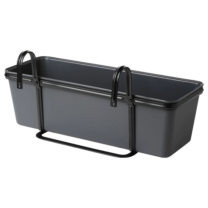 ROSENKAL Flower box with holder, outdoor dark grey/black, 48x18 cm