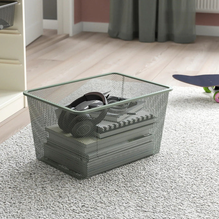 TROFAST Mesh storage box, light green-grey, 42x30x23 cm