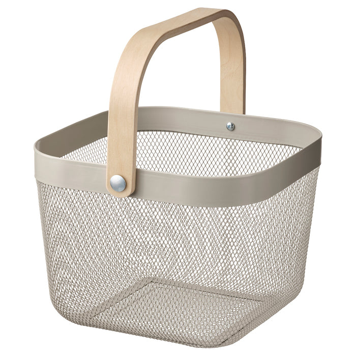 RISATORP Basket, grey-beige, 25x26x18 cm