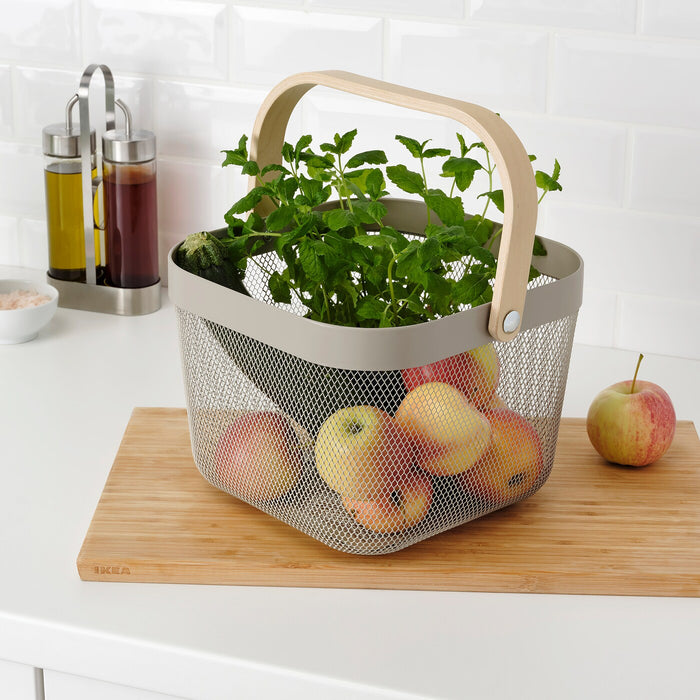 RISATORP Basket, grey-beige, 25x26x18 cm