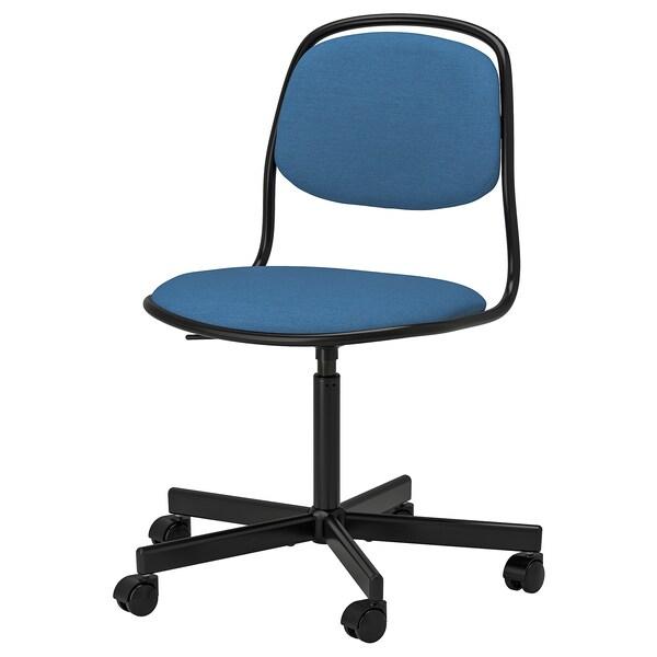 ORFJALL swivel chair, black/Vissle blue