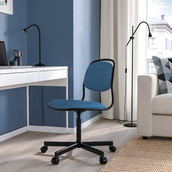 ORFJALL swivel chair, black/Vissle blue