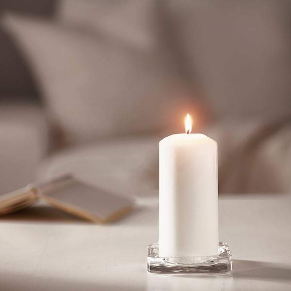 FENOMEN Unscented block candle, natural 15 cm