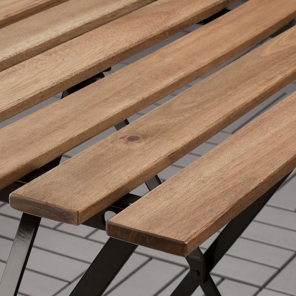 TARNO table, outdoor, black/light brown stained, 55x54 cm