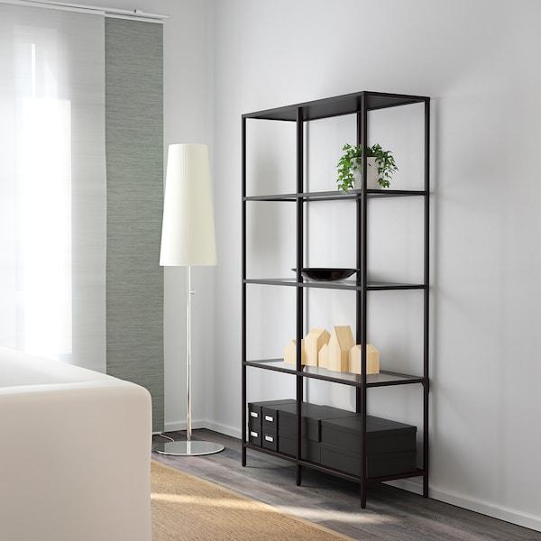 VITTSJO Shelving unit, black-brown/glass 100x175 cm