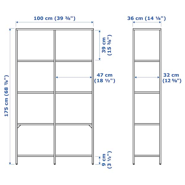 VITTSJO Shelving unit, black-brown/glass 100x175 cm