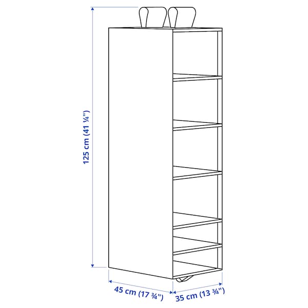 SKUBB Storage with 6 compartments, white 35x45x125 cm