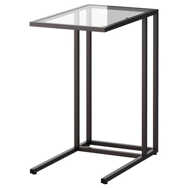 VITTSJO Laptop stand black-brown, glass, 35x65 cm