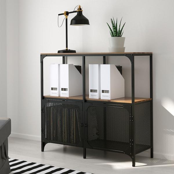 FJALLBO Shelving unit, black 100x95 cm