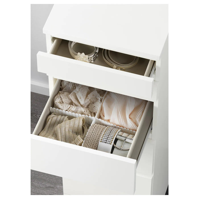 MALM Chest of 6 drawers, white/mirror glass 40x123 cm