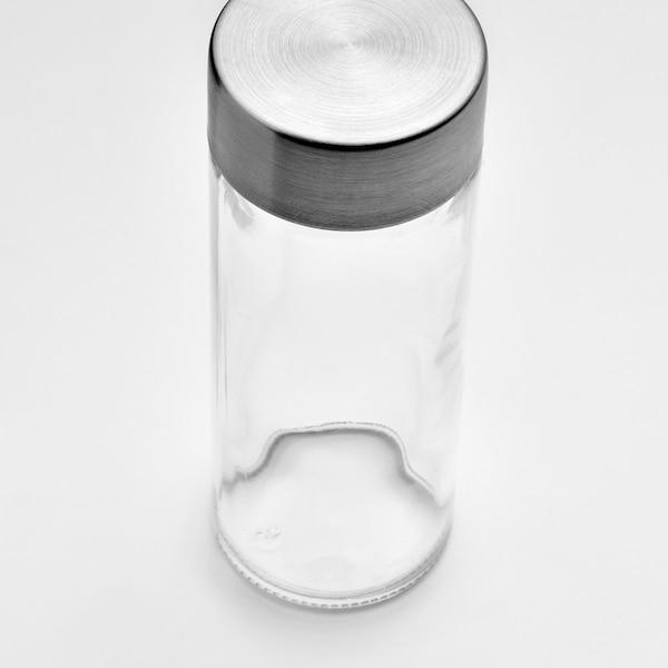 ORTFYLLD Spice jar, glass/stainless steel 10 cl