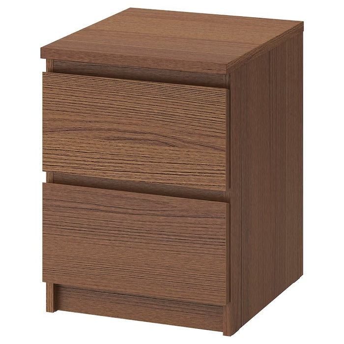 MALM Chest of 2 drawers, brown stained ask veneer 40x55 cm