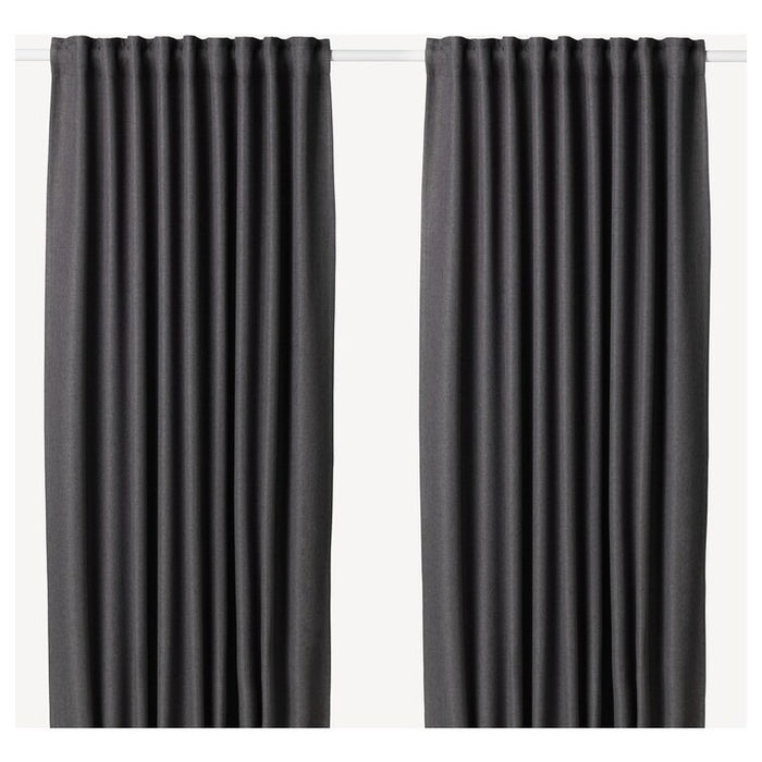 ANNAKAJSA Room darkening curtains, 1 pair, grey, 145x250 cm