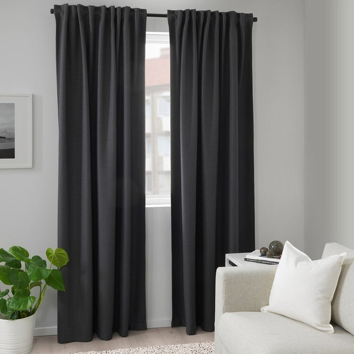 ANNAKAJSA Room darkening curtains, 1 pair, grey, 145x250 cm