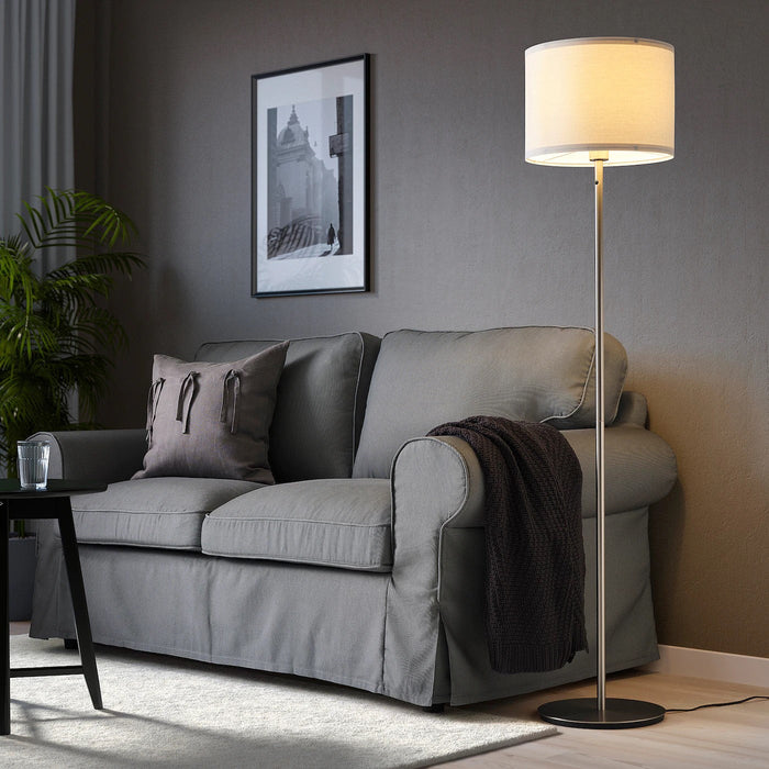 SKAFTET Floor lamp base, nickel-plated