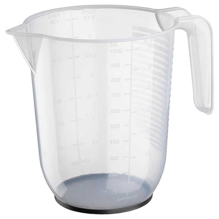 BEHOVA Measuring jug, transparent/grey 1 l