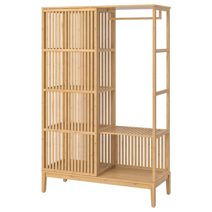 NORDKISA open wardrobe with sliding door, bamboo,