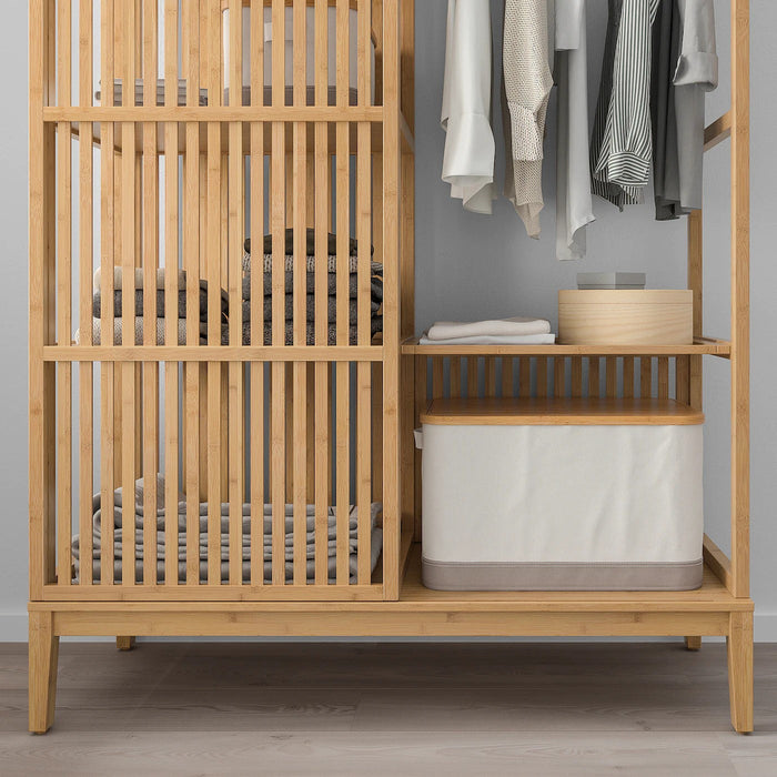 NORDKISA open wardrobe with sliding door, bamboo,