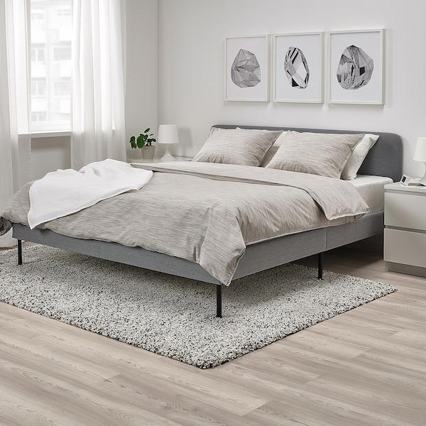 SLATTUM Upholstered bed frame, Knisa light grey 150x200 cm