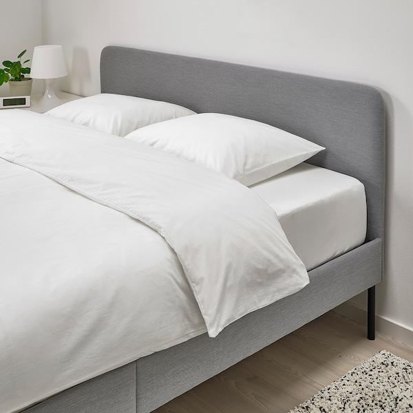 SLATTUM Upholstered bed frame, Knisa light grey 150x200 cm