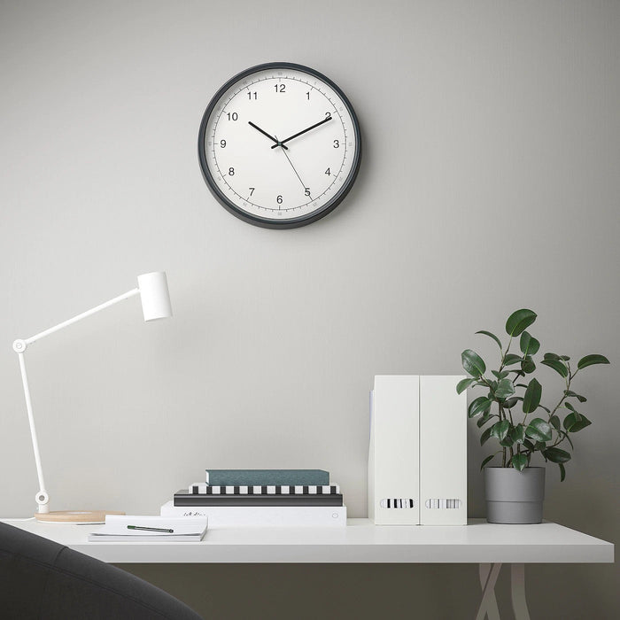 TAGGAD Wall clock, white/grey 38 cm