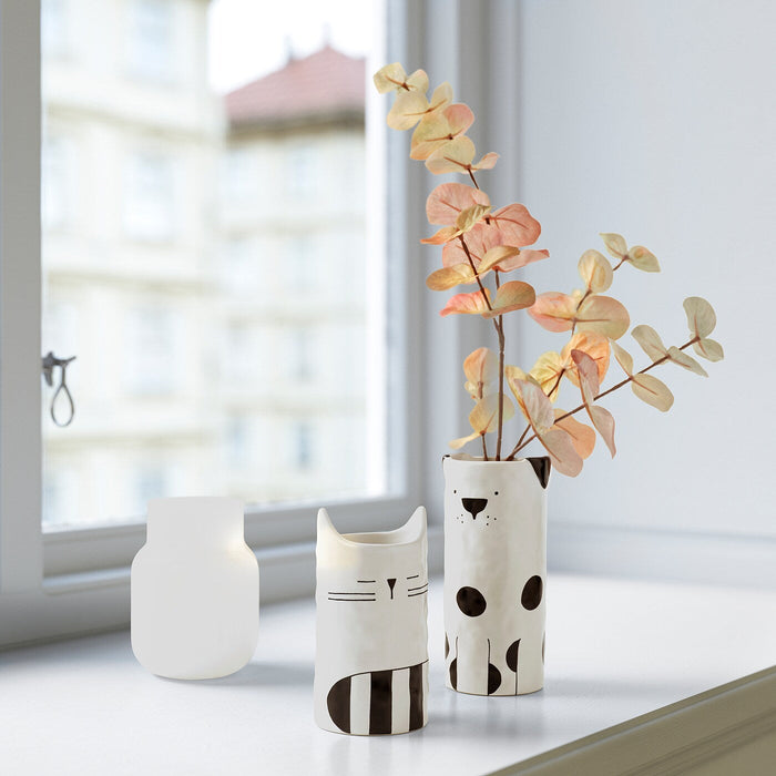 FATALIG Vase, cat off-white, 12 cm