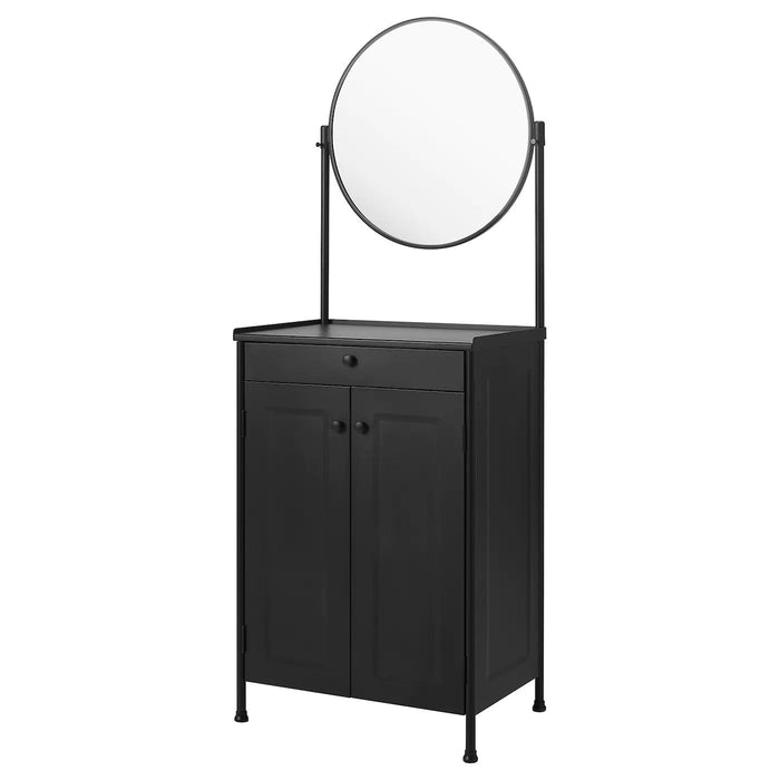 KORNSJO cabinet with mirror, black, 70x47 cm